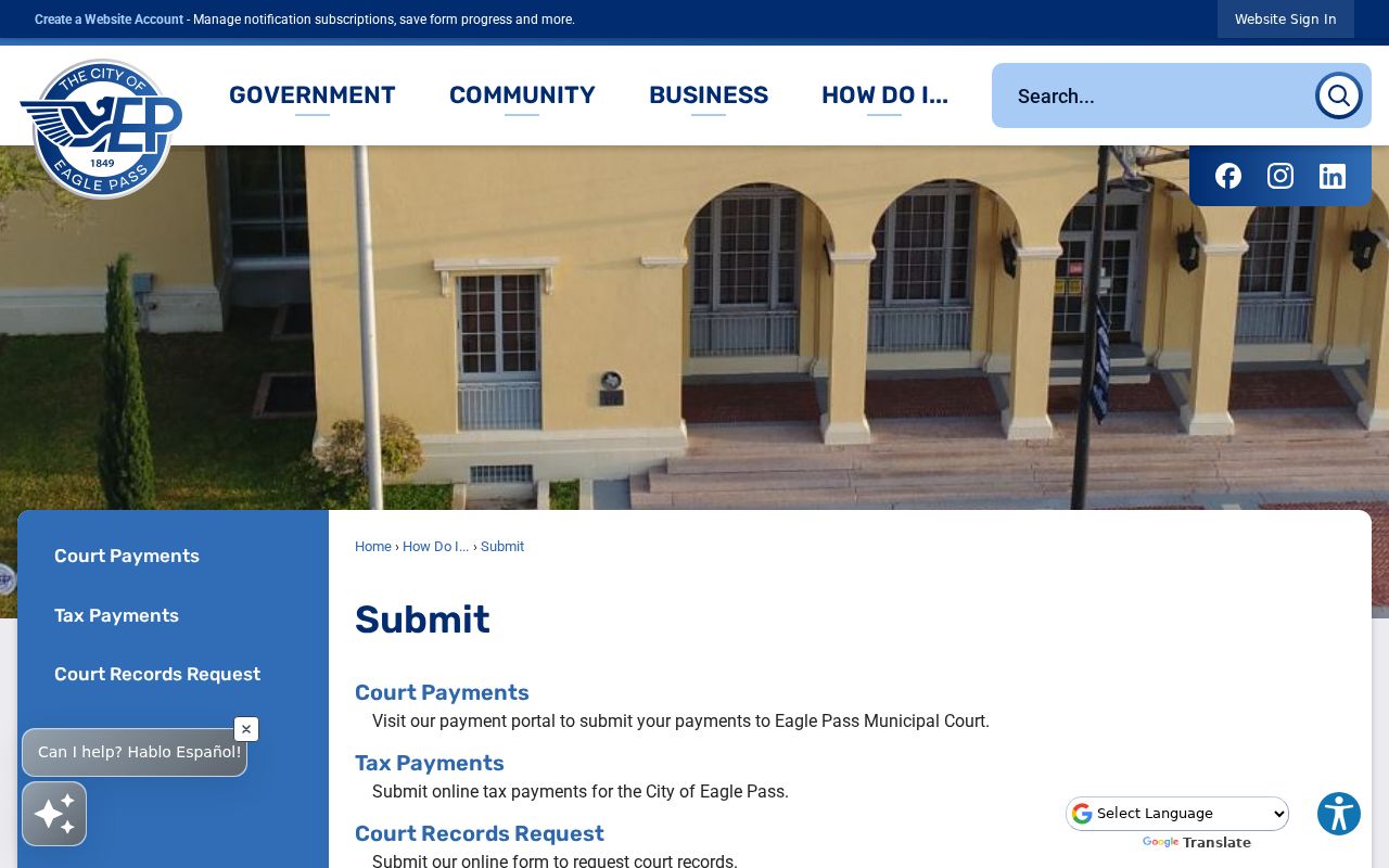 Eagle Pass neighbors records request source from the City submission page