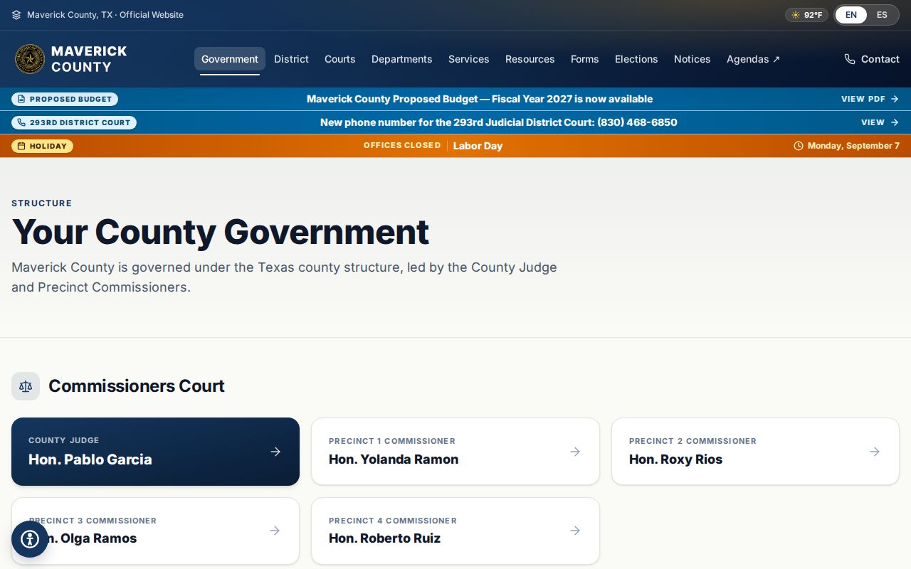 Eagle Pass residents directory Maverick County government office directory