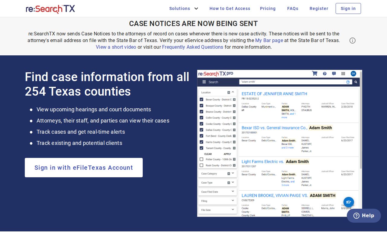 Eagle Pass resident lookup access point for Texas re:SearchTX court records